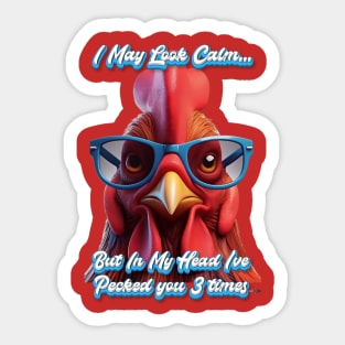 Rooster Pecked 3 Times by focusln Sticker